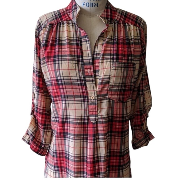 Akira plaid silky blouse size small - Picture 1 of 6